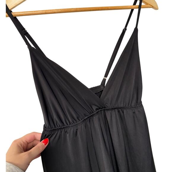 Sezane Vintage S Stretchy Black Slip Disco Dress 70s Minimalist Glam Whimsy Goth - Picture 4 of 11